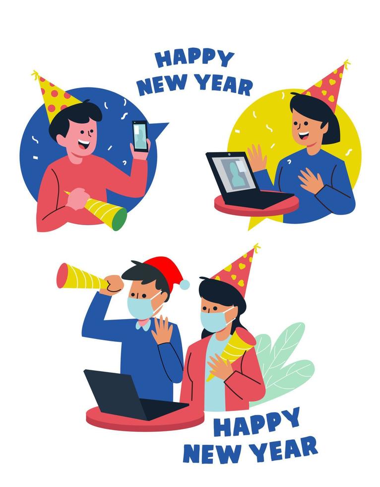 Happy new year new normal flat illustration vector