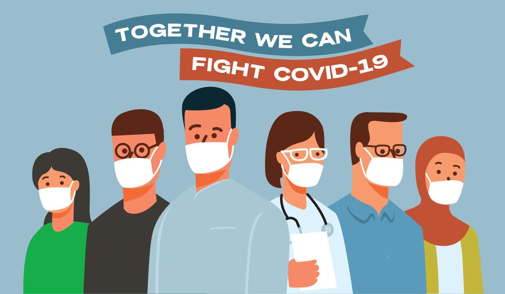 Together we fight corona virus business profile vector