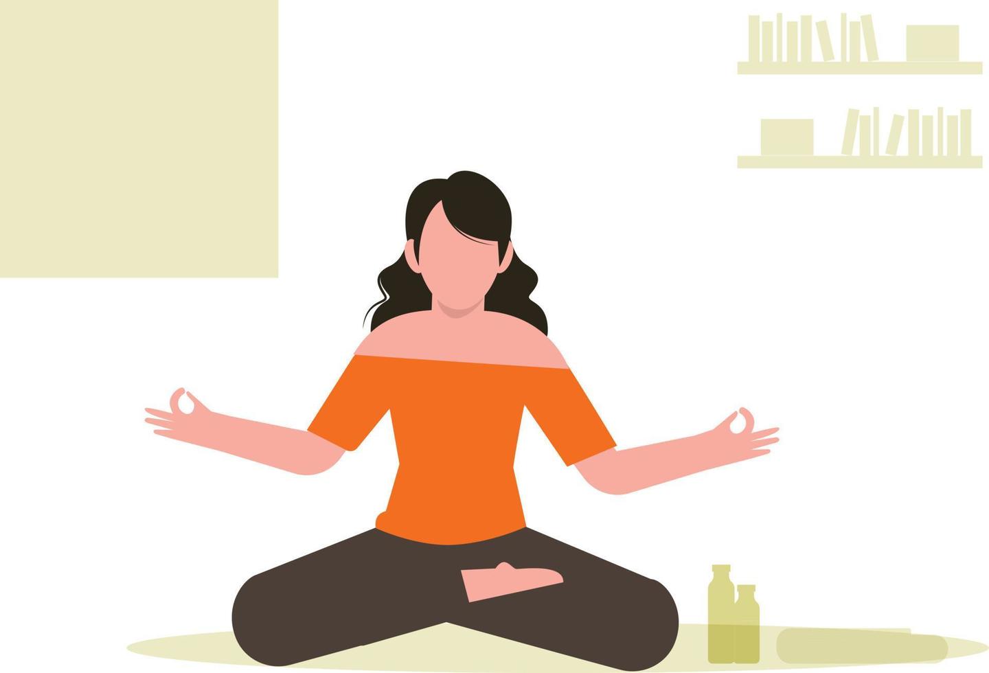 The girl is meditating for relaxation. vector