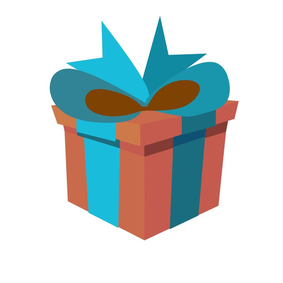 Red gift box with blue ribbon string is suitable for birthday gifts, weddings, exchanging gifts, and big days like Christmas. vector