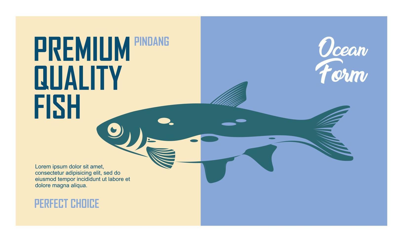 label design for fresh fish products vector