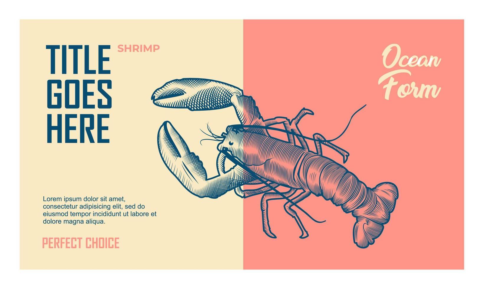 shrimp label design vector