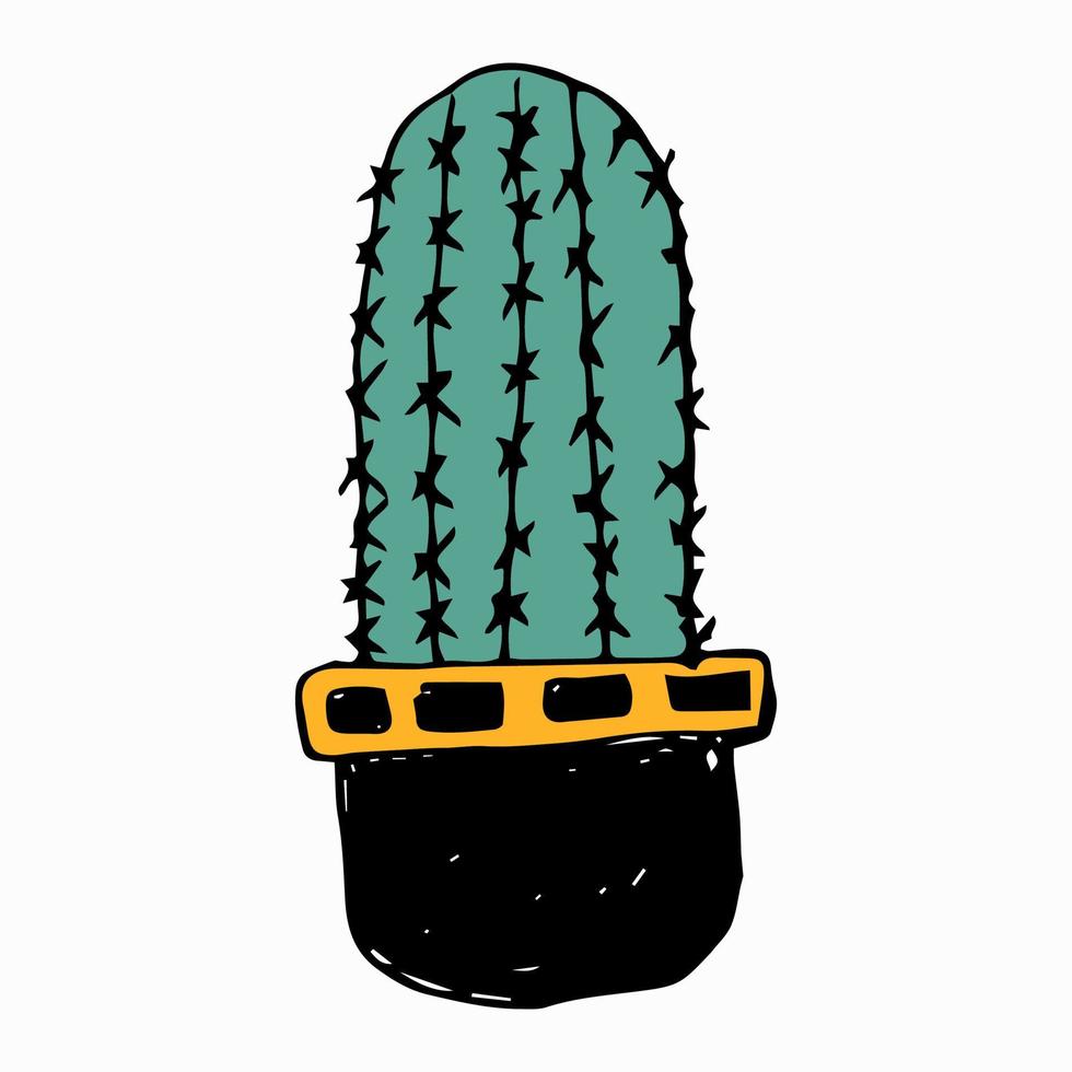 ilustración vectorial de lindos garabatos de cactus en macetas vector