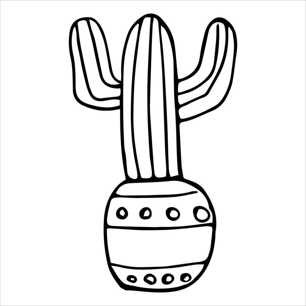 Vector illustration of cute cactus doodles in pots