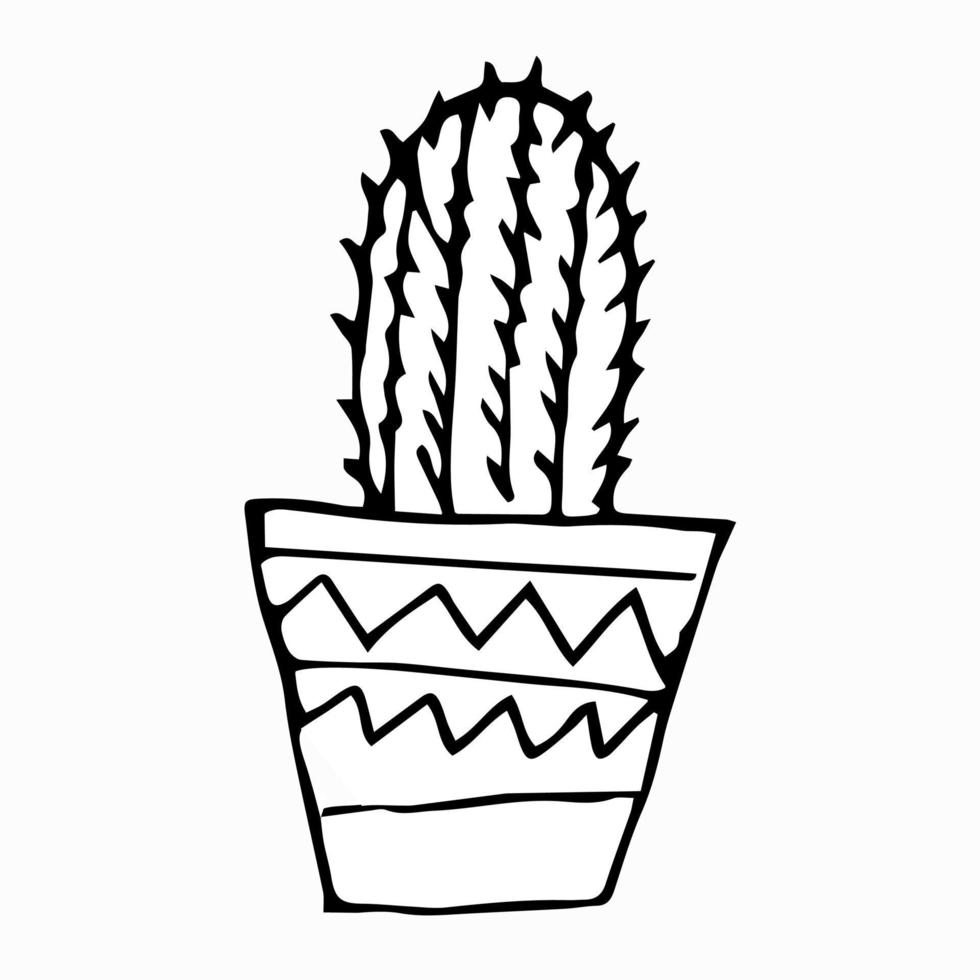 Vector illustration of cute cactus doodles in pots