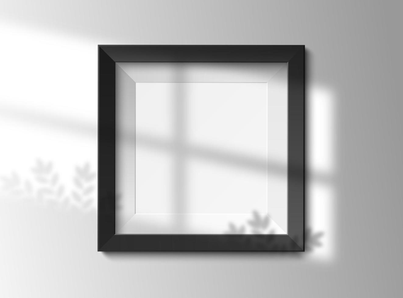 Mock up picture frames on wall with shadow overlay effect, vector illustration