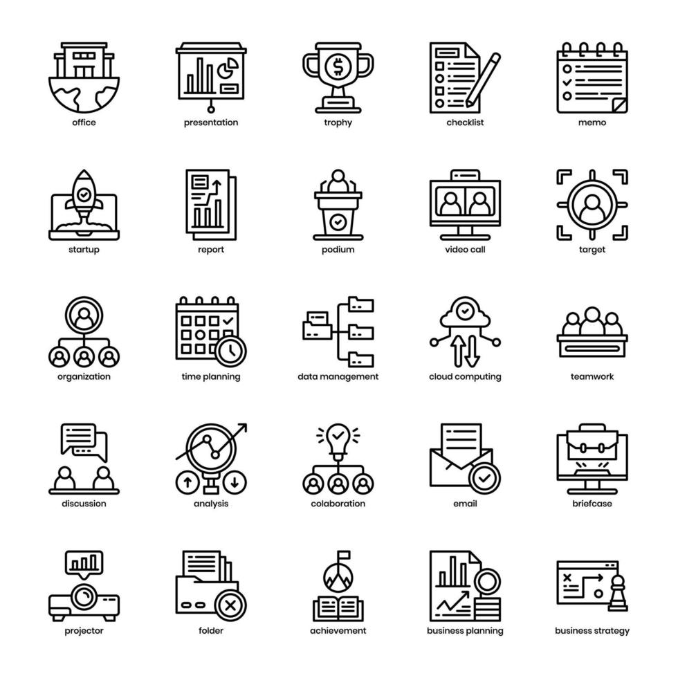 Business Planning icon pack for your website design, logo, app, UI. Business Planning icon outline design. Vector graphics illustration and editable stroke.