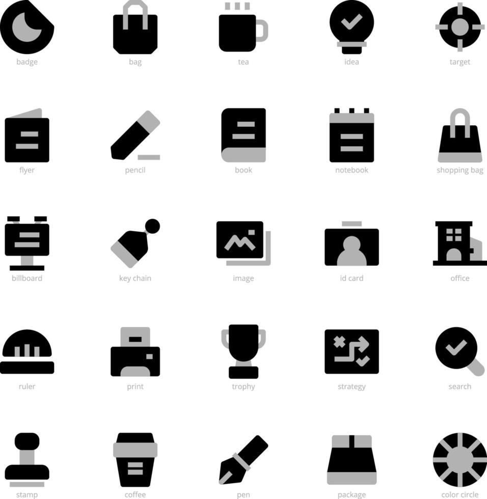 paquete de iconos de identidad de marca para el diseño de su sitio web, logotipo, aplicación, ui. diseño de tono dúo de icono de identidad de marca. ilustración de gráficos vectoriales y trazo editable. vector