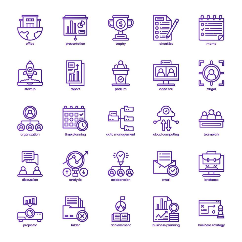 Business Planning icon pack for your website design, logo, app, UI. Business Planning icon basic line gradient design. Vector graphics illustration and editable stroke.