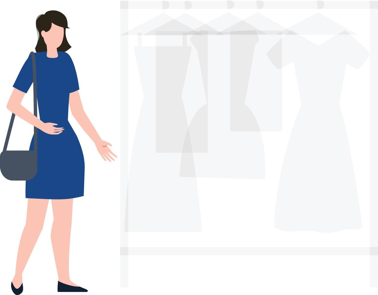 The girl is looking for clothes to buy. vector
