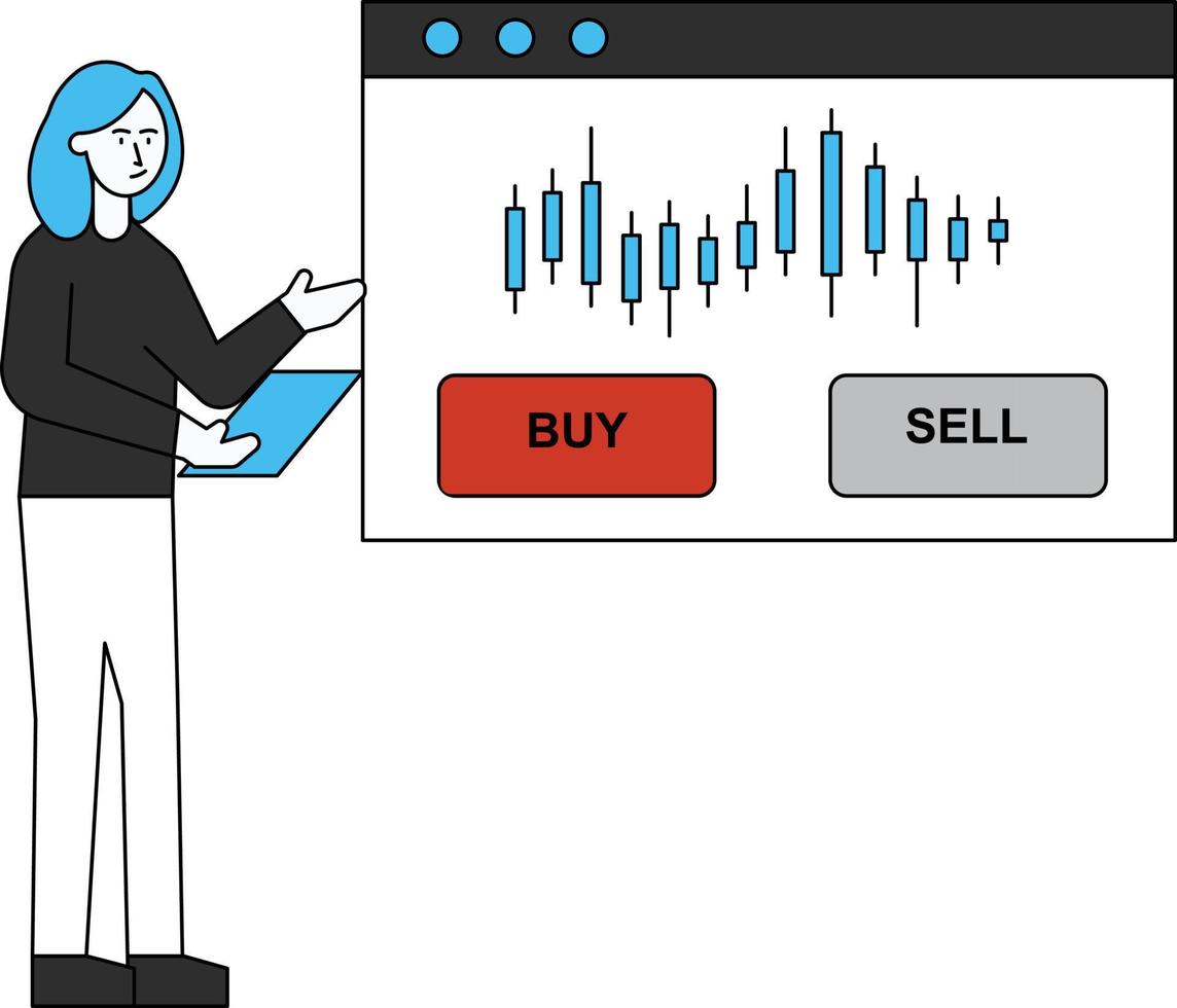 The girl is working on a web page. vector