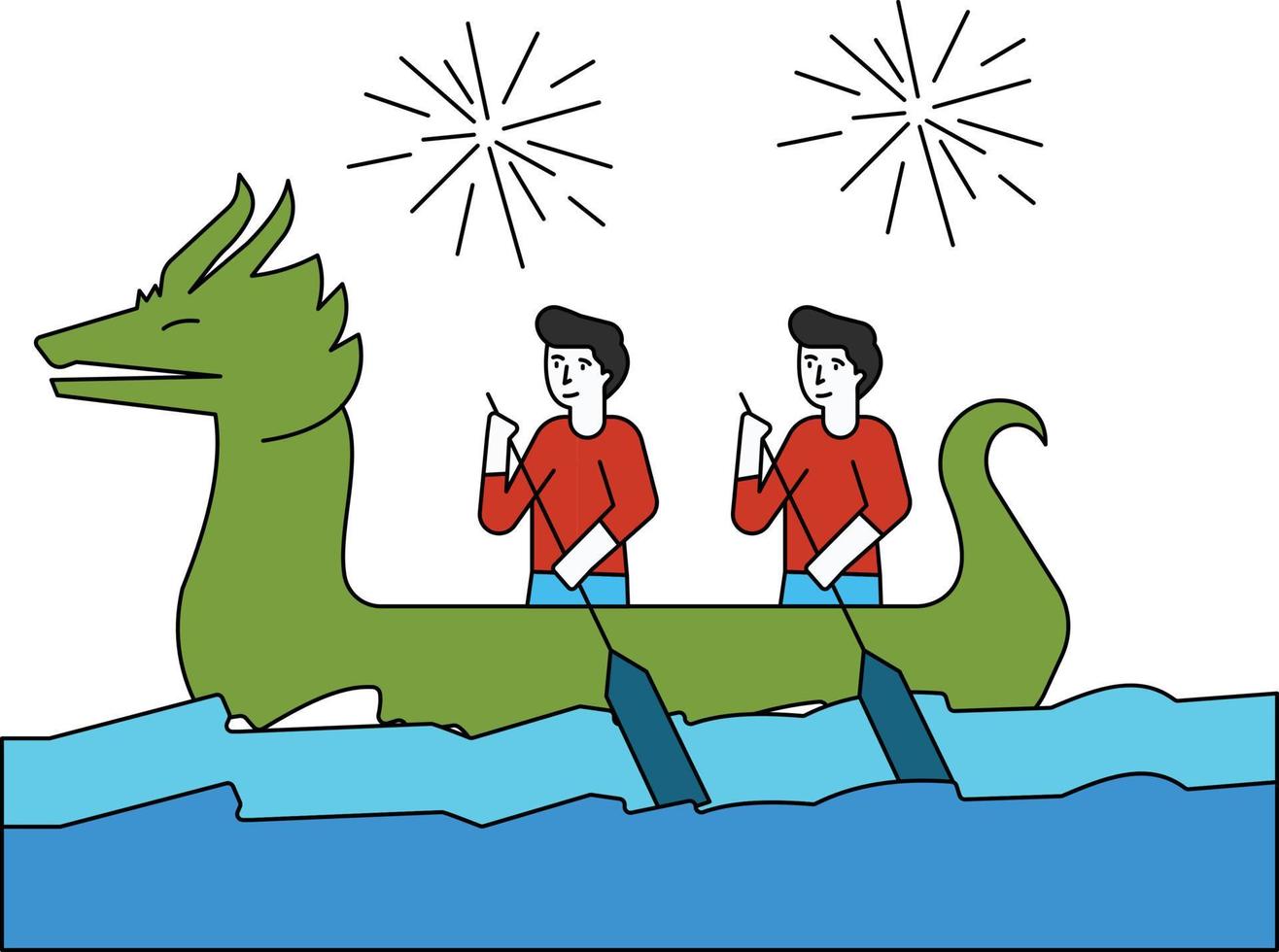 The boys have participated in the Dragon Boat Race. vector