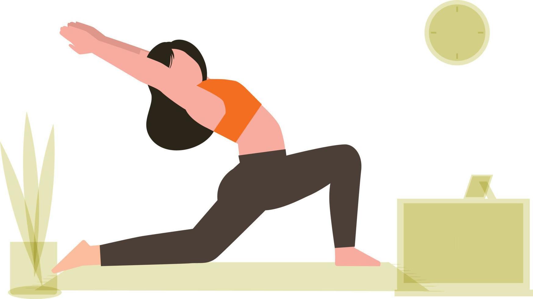 la chica está haciendo posturas de yoga. vector