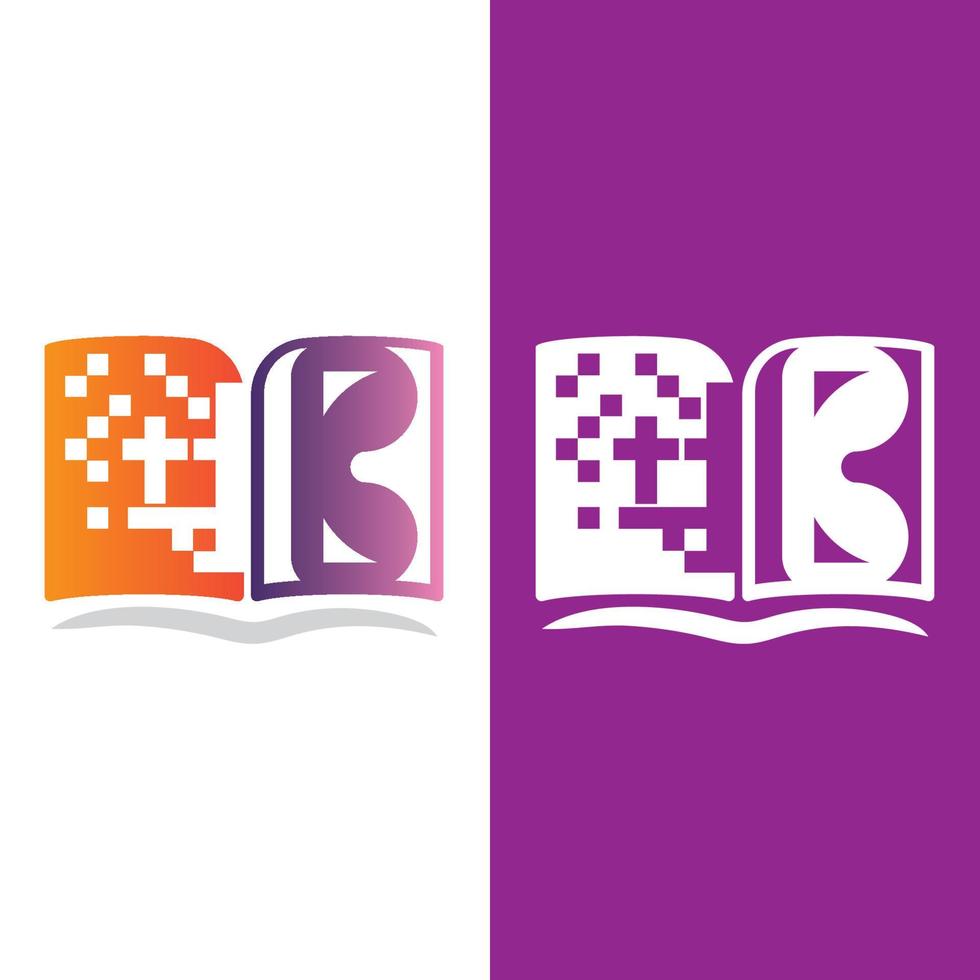 vector de tecnología de icono de logotipo de libro digital