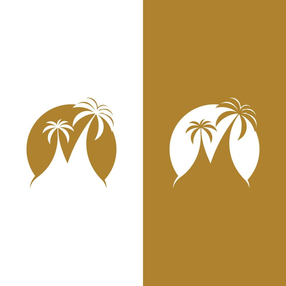Palm tree summer logo template vector