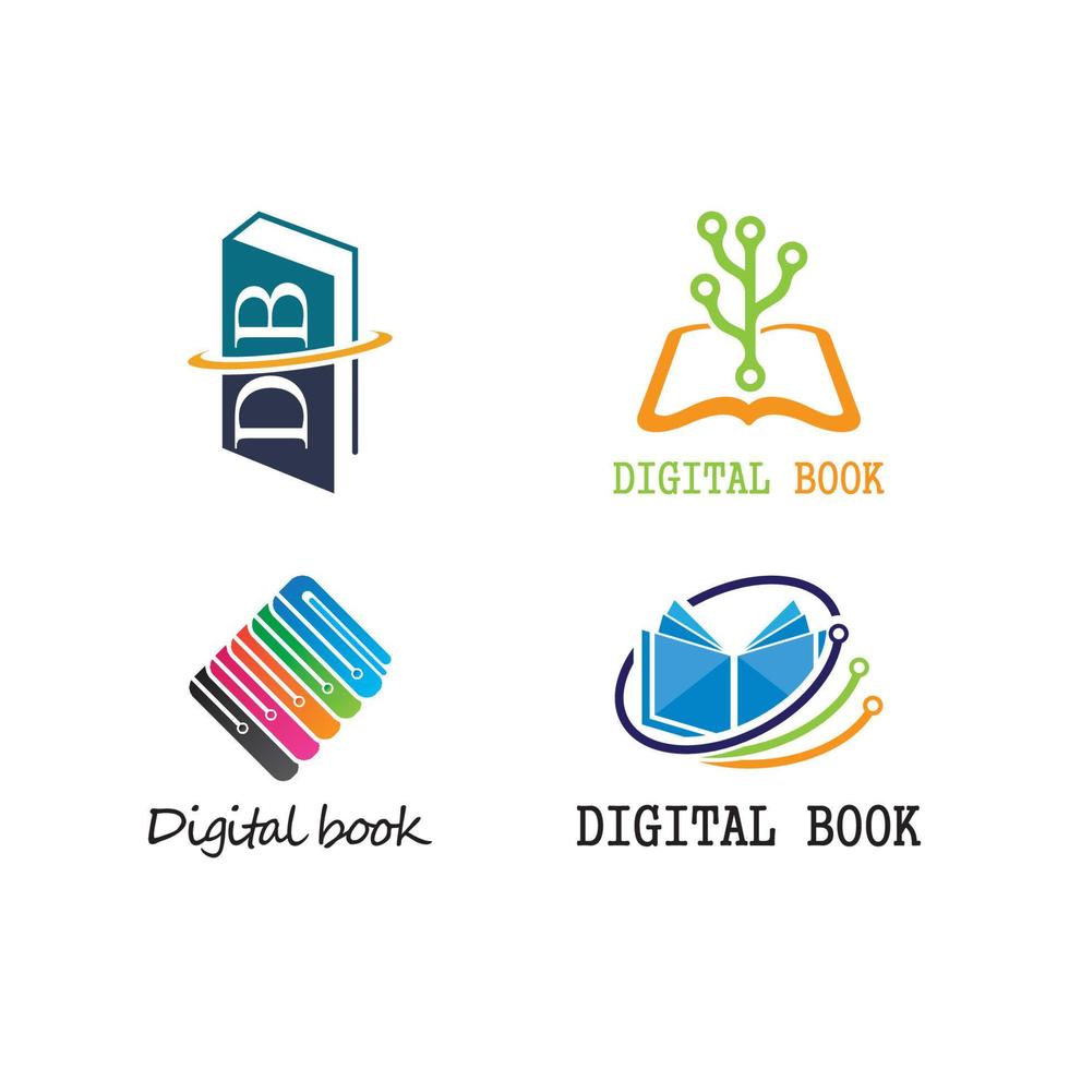 vector de tecnología de icono de logotipo de libro digital