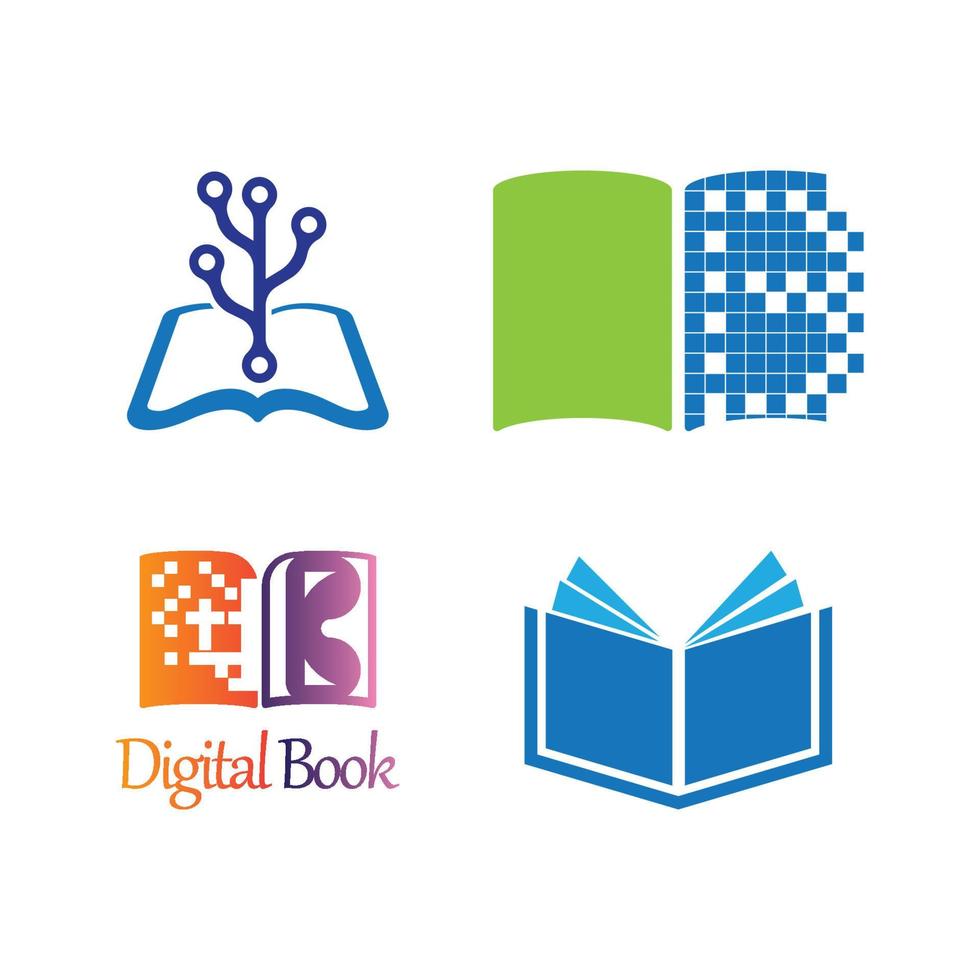 vector de tecnología de icono de logotipo de libro digital