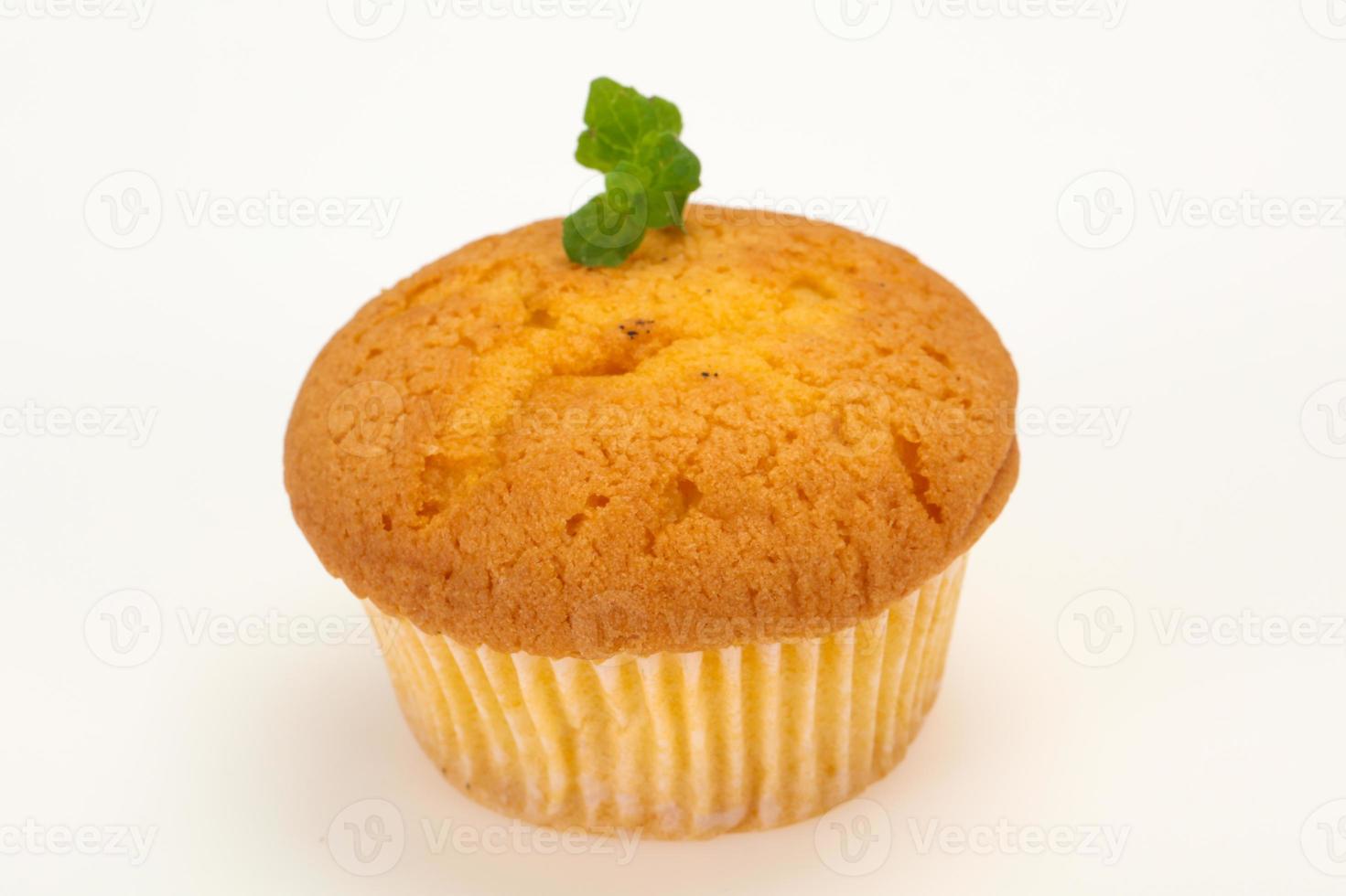 Sweet tasty muffin served mint photo