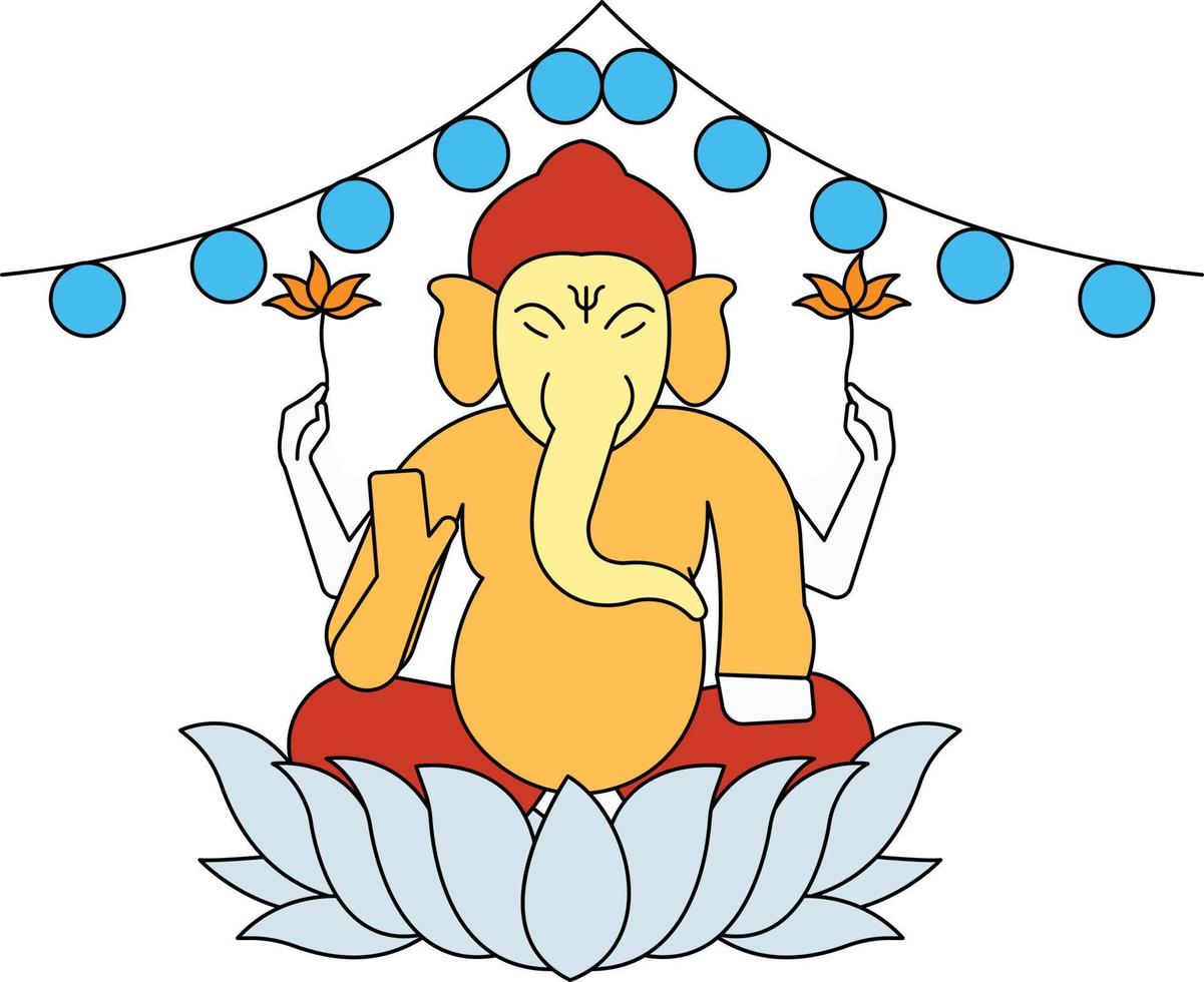 Ganesh is one of the deities of the Hindu religion. vector