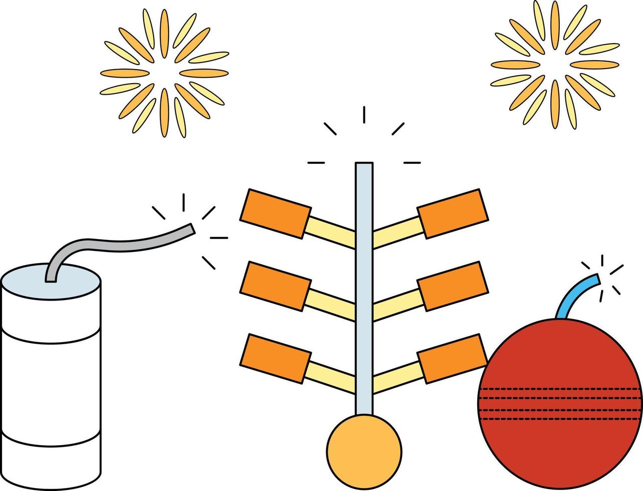 estos son fuegos artificiales de diwali. vector