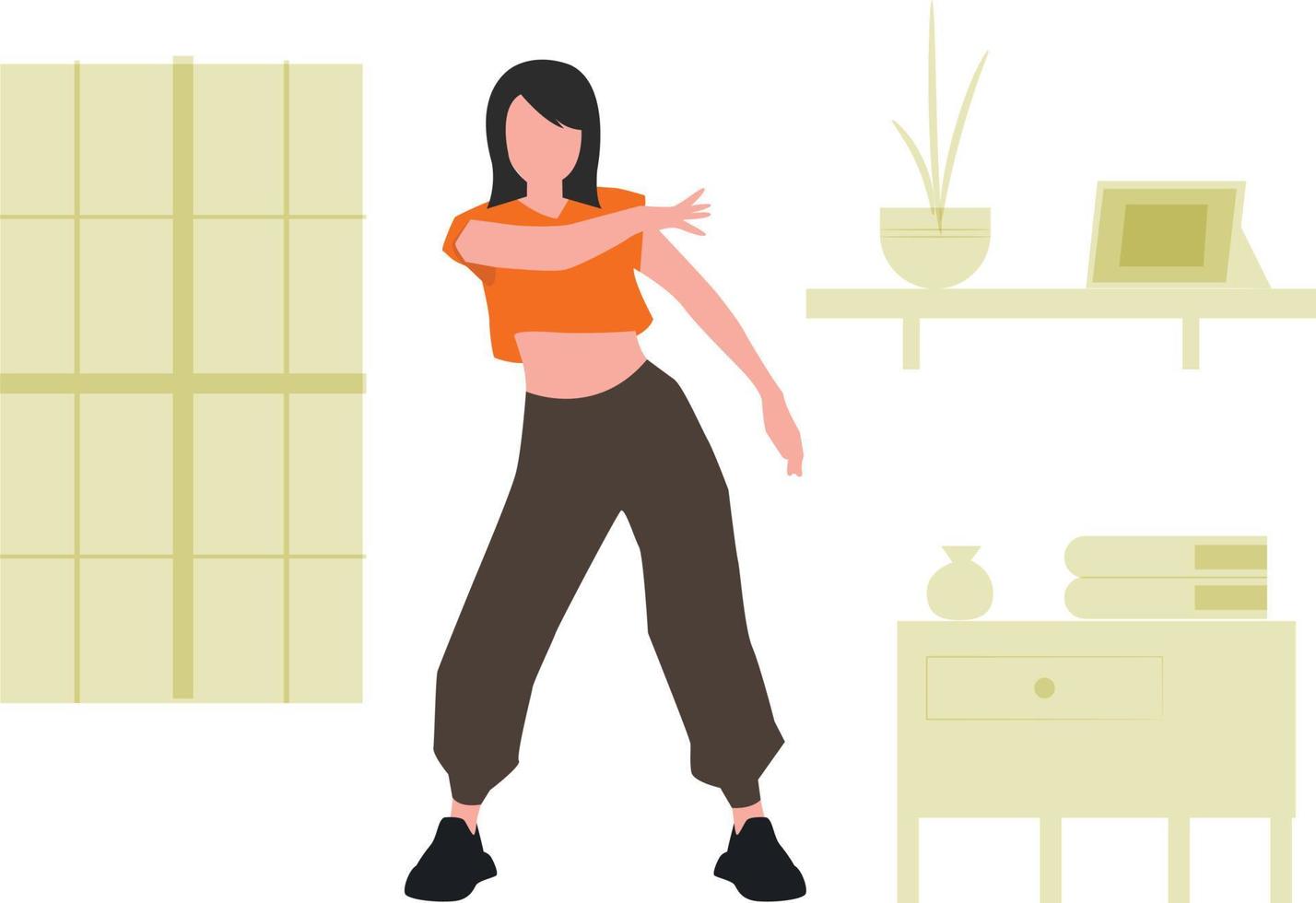 The girl is exercising. vector