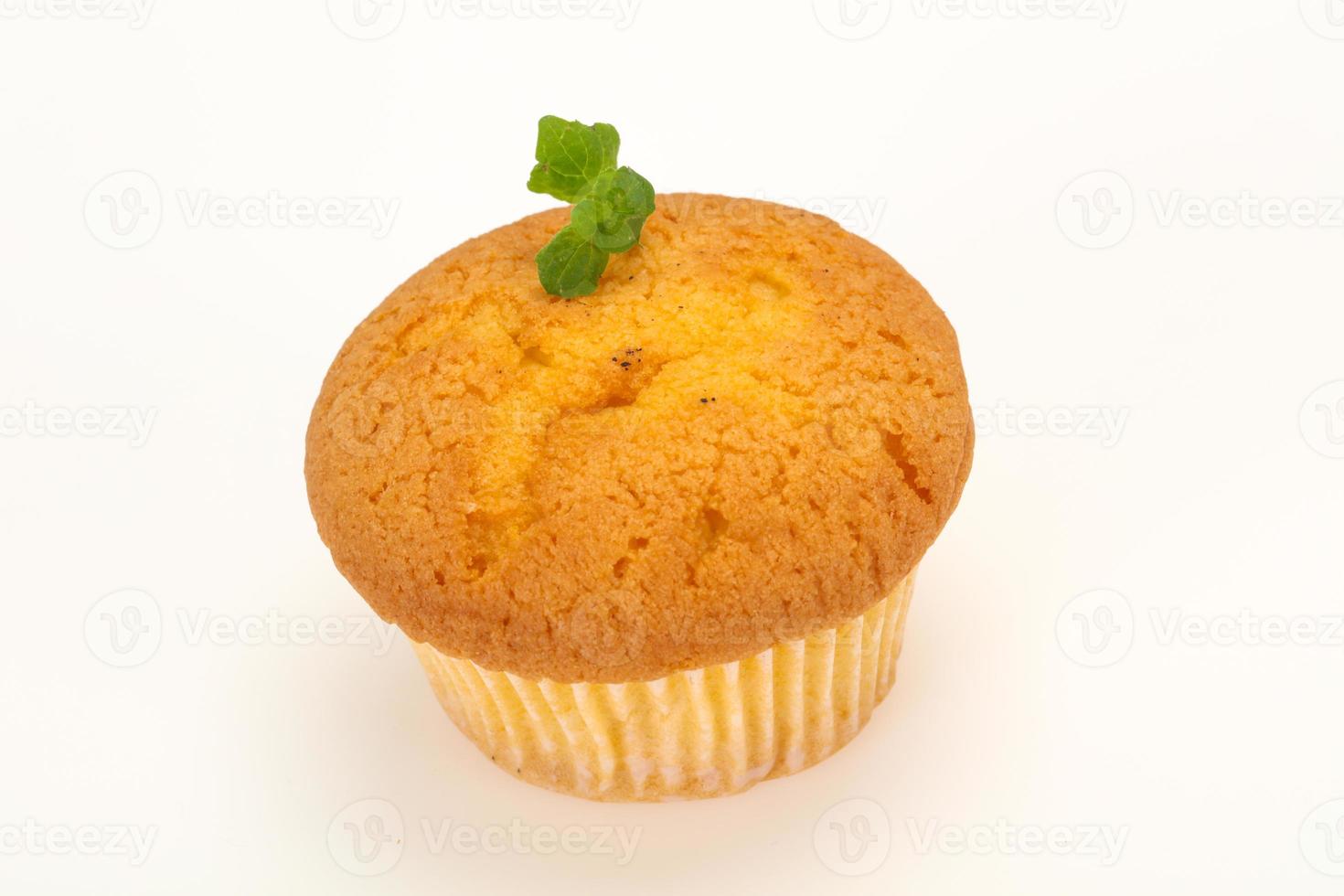 Sweet tasty muffin served mint photo