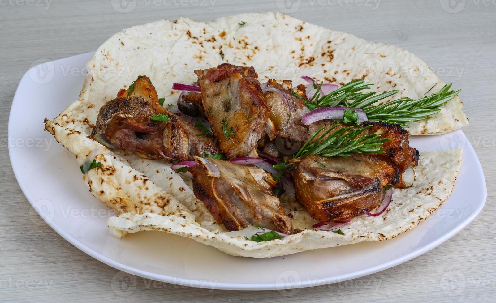Grilled lamb ribs photo