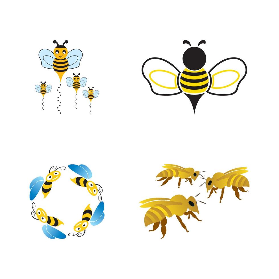 abeja logo vector icono ilustración