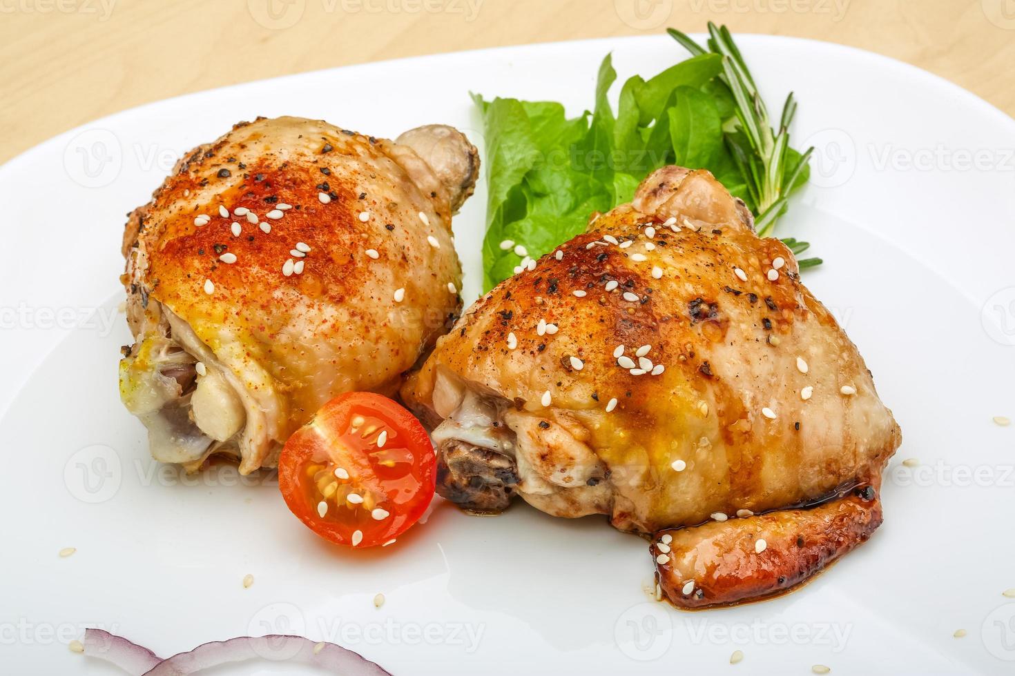 Roasted chicken thighs photo