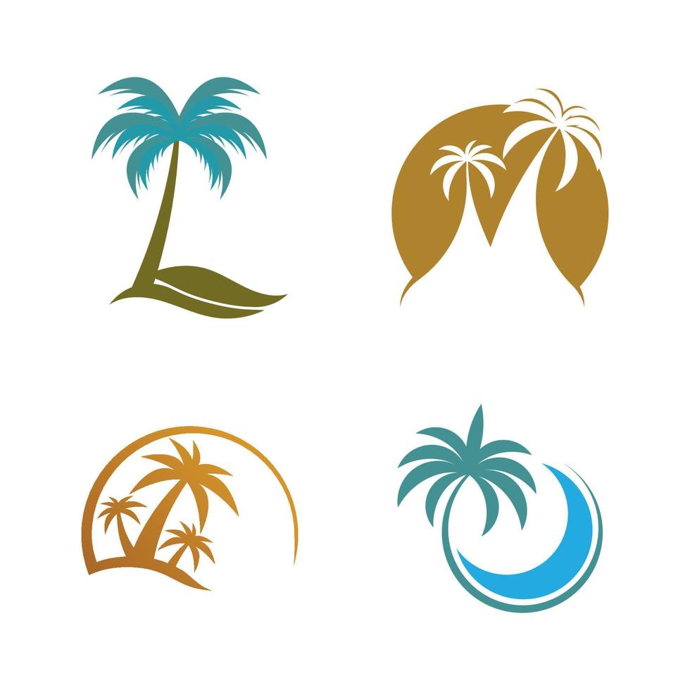 Palm tree summer logo template vector