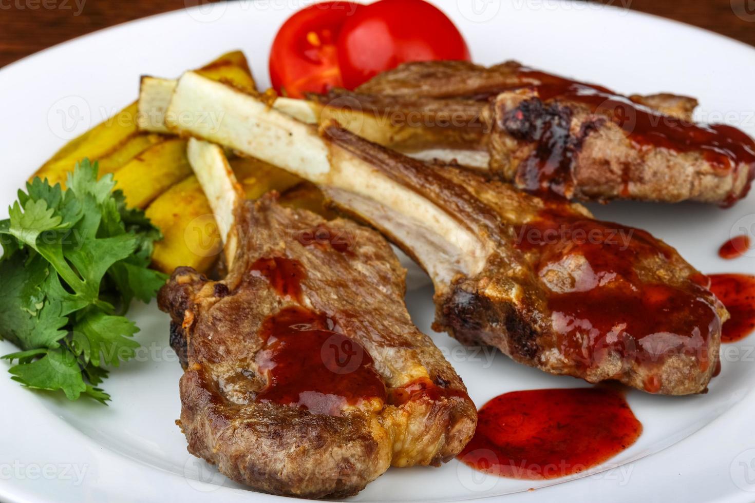 Grilled lamb chops photo
