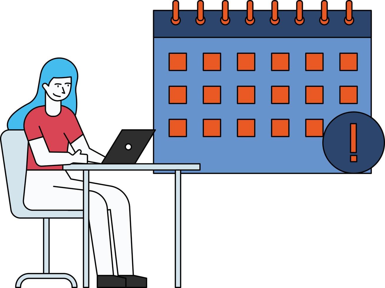 The girl is working on her laptop. vector
