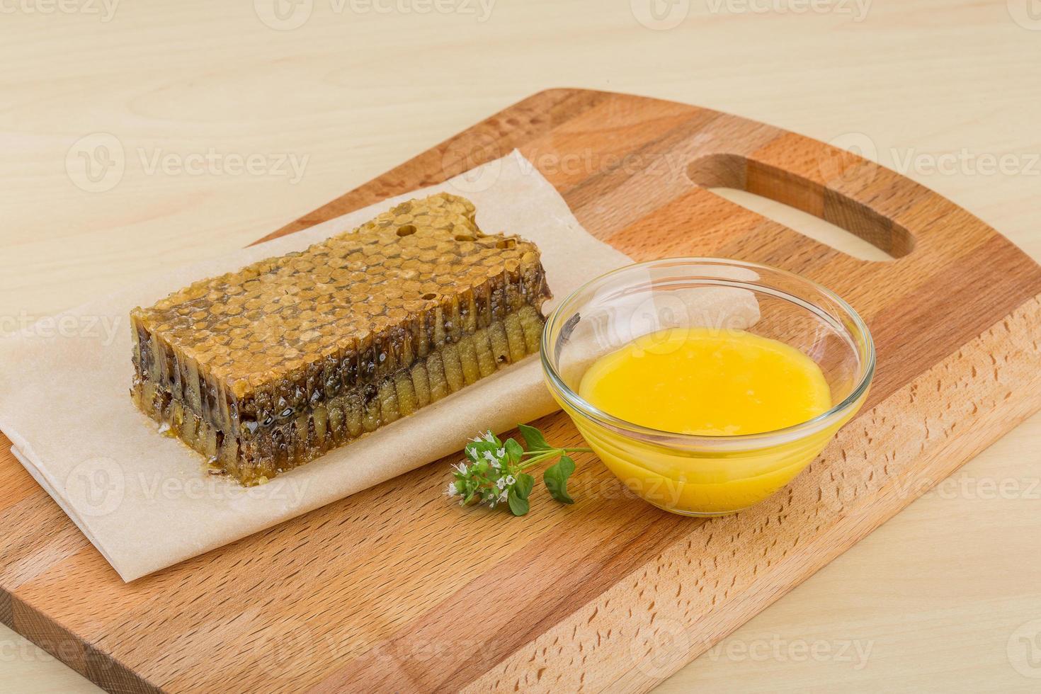 Honey with comb photo
