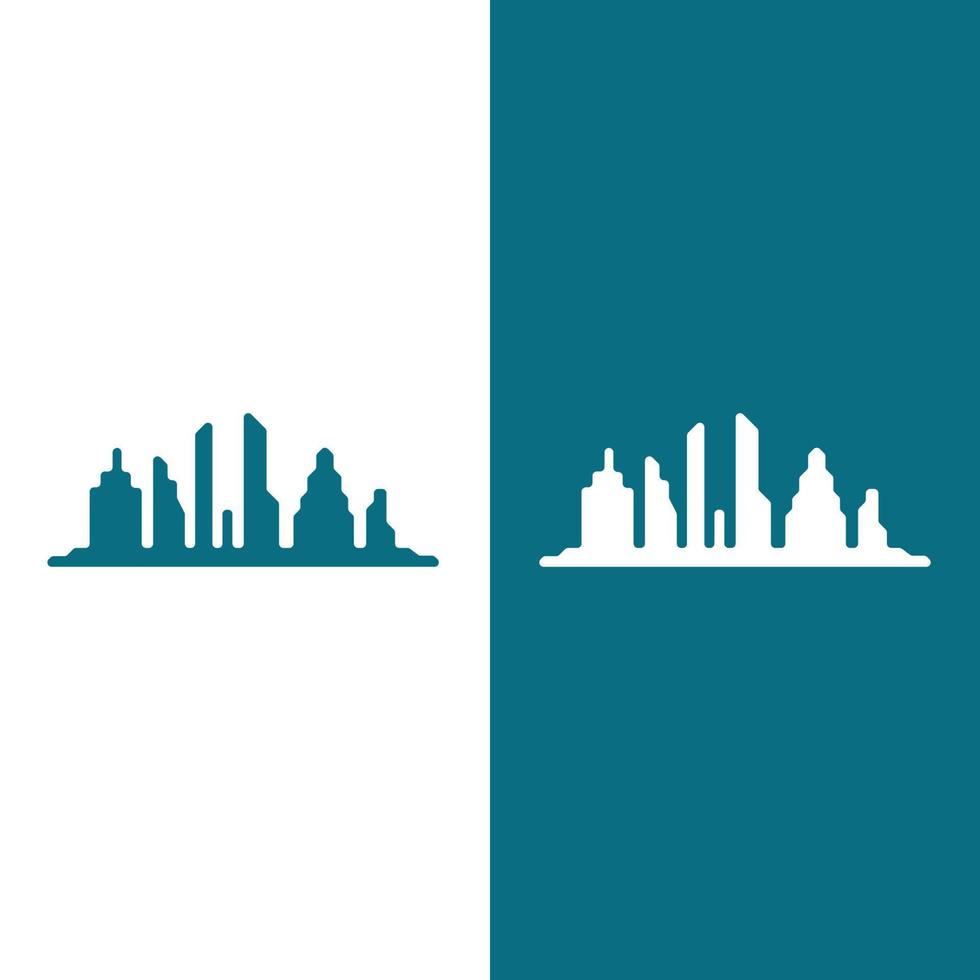 ilustración de horizonte de ciudad moderna en diseño plano vector