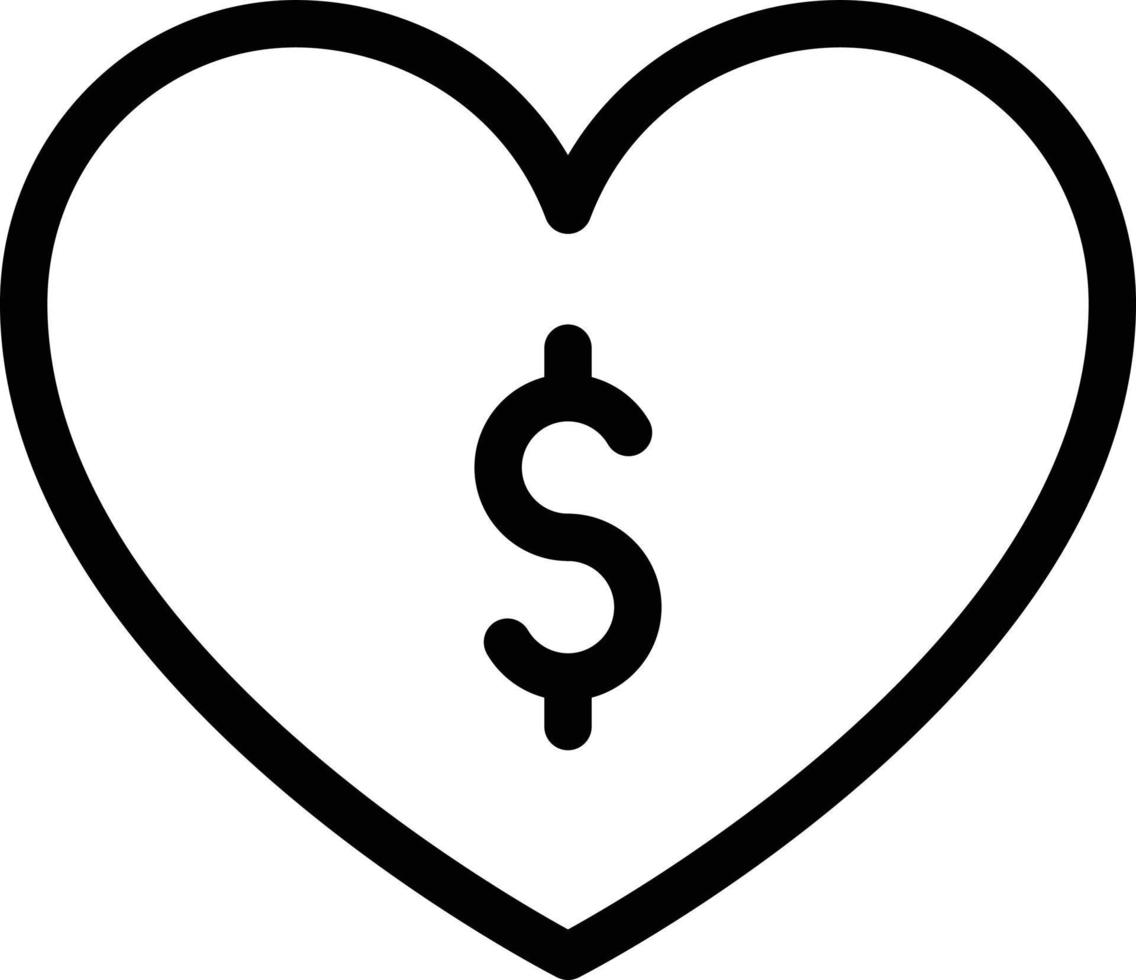 ilustración de vector de corazón de dólar en un fondo. símbolos de calidad premium. iconos vectoriales para concepto y diseño gráfico.