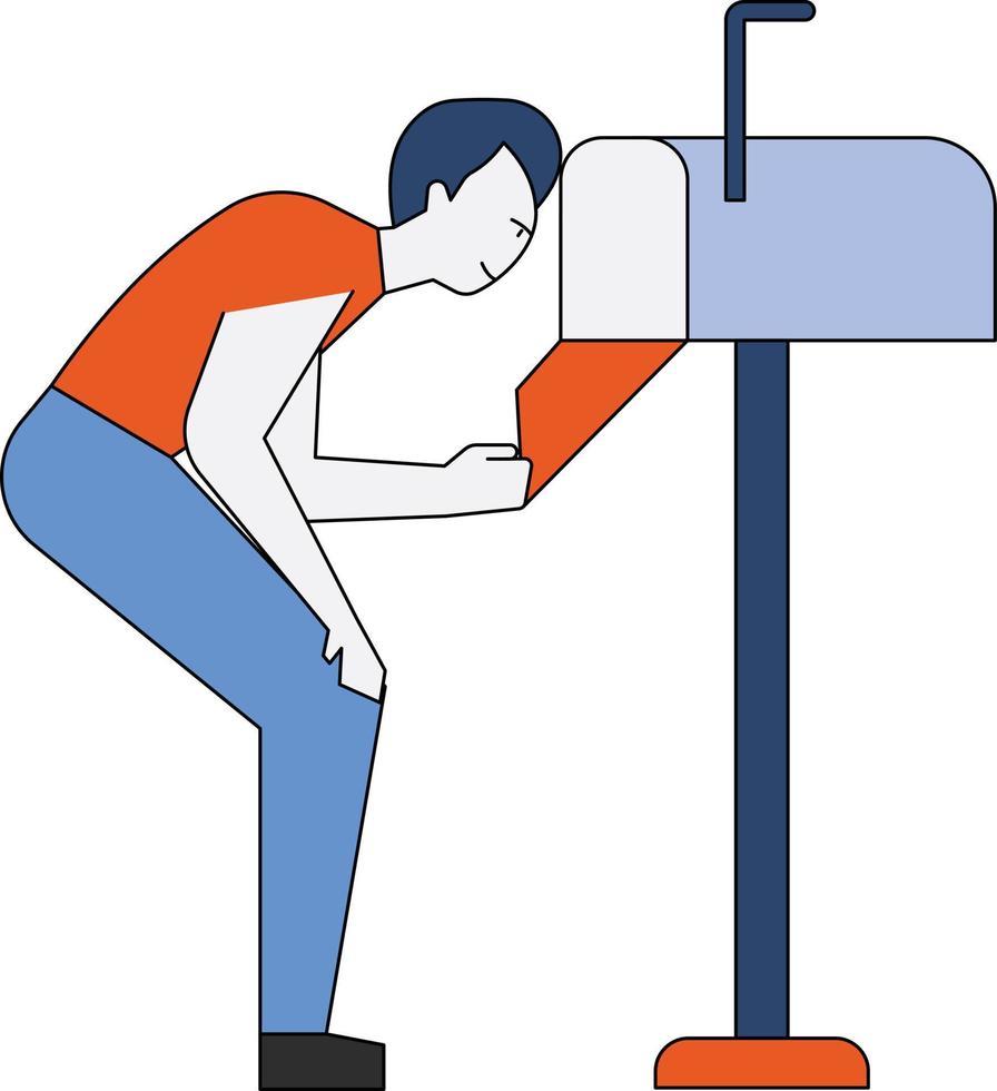 The boy is checking the mailbox. vector