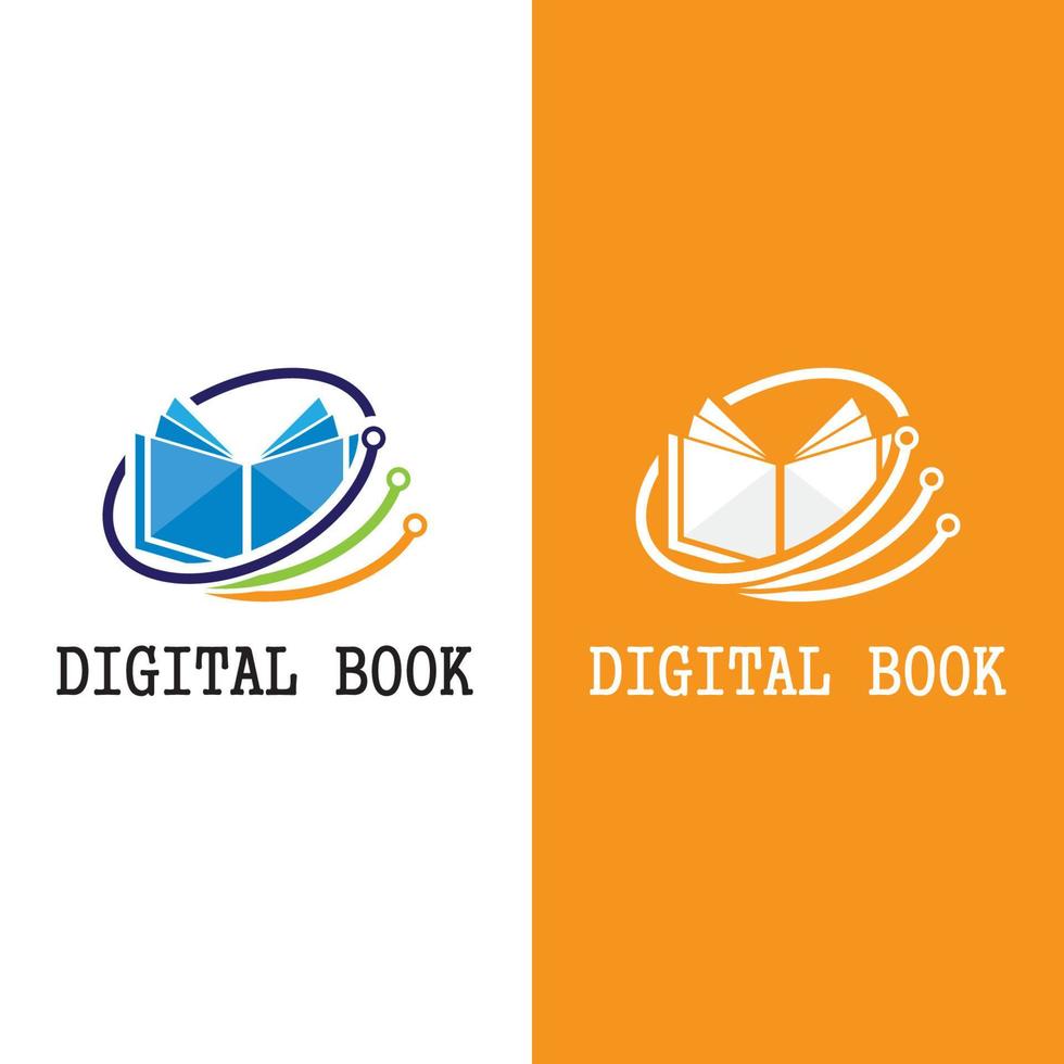 vector de tecnología de icono de logotipo de libro digital