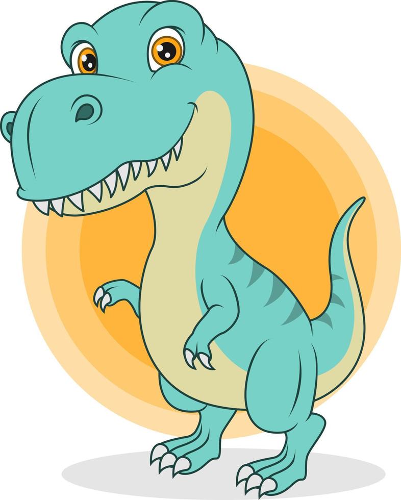 Cartoon funny blue dinosaur on white background vector