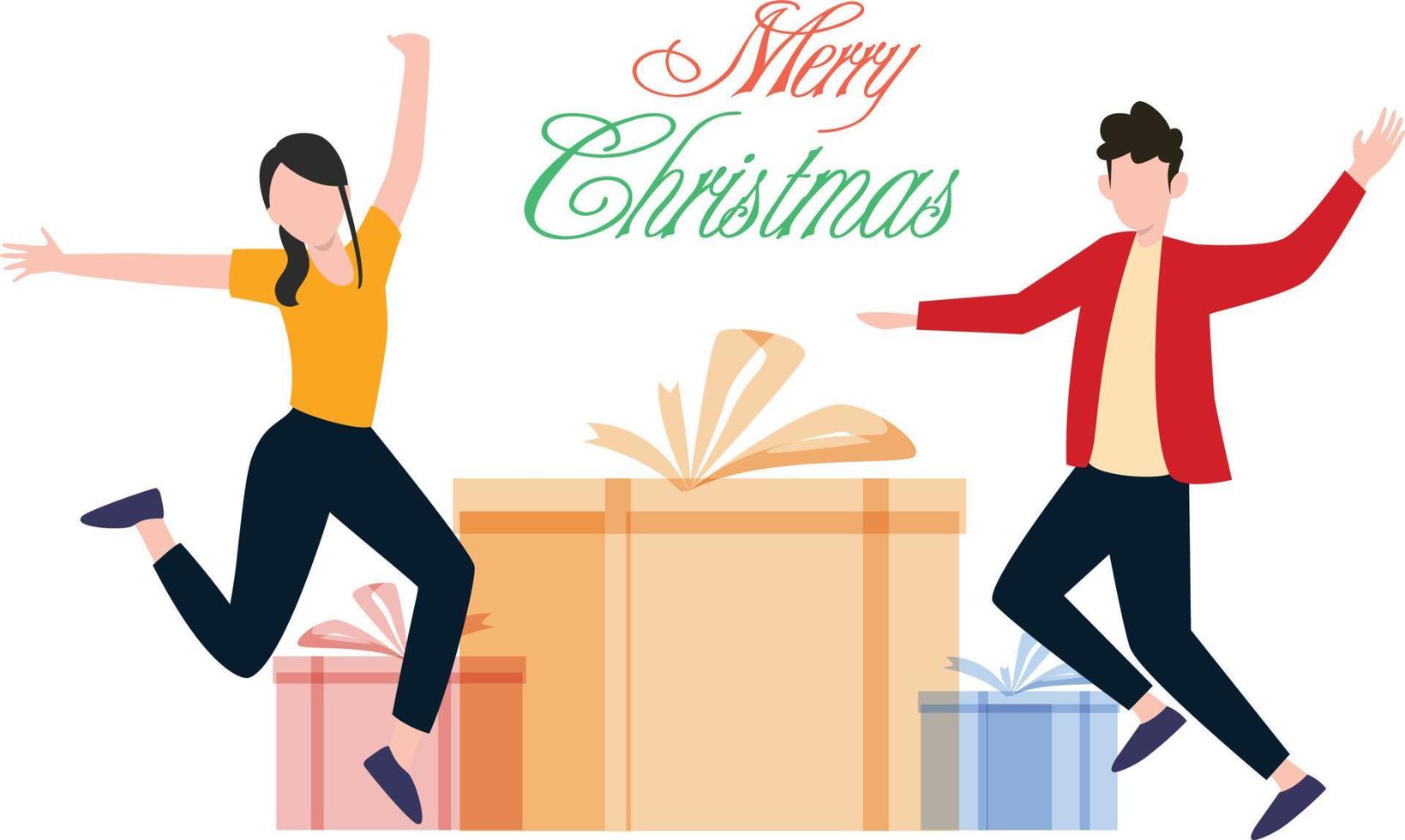 Boy and girl dancing at Christmas. vector