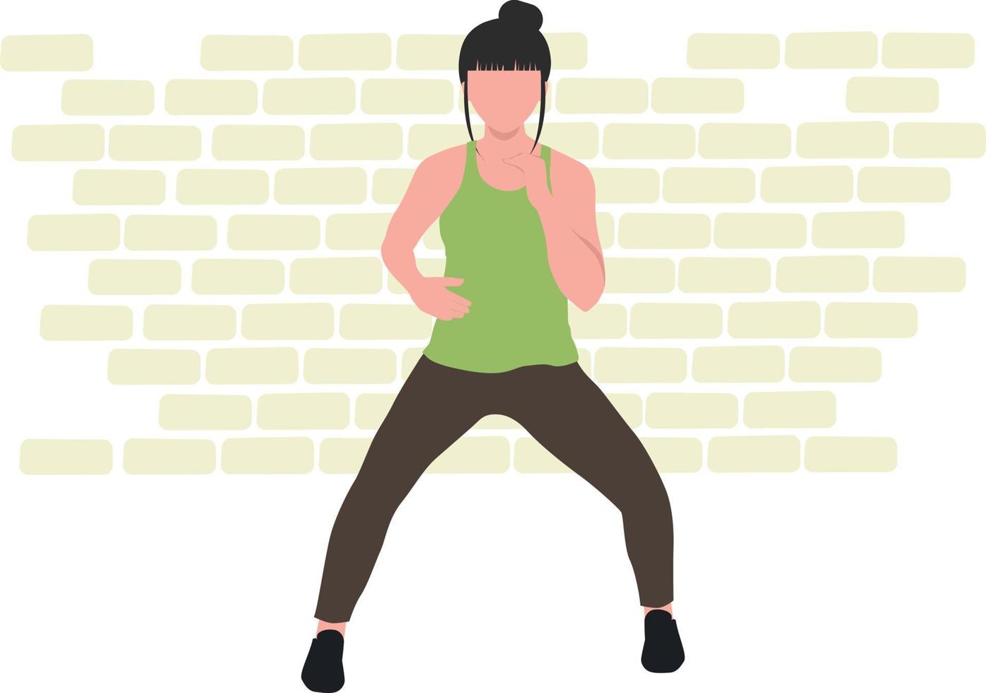 The girl is exercising at home. vector