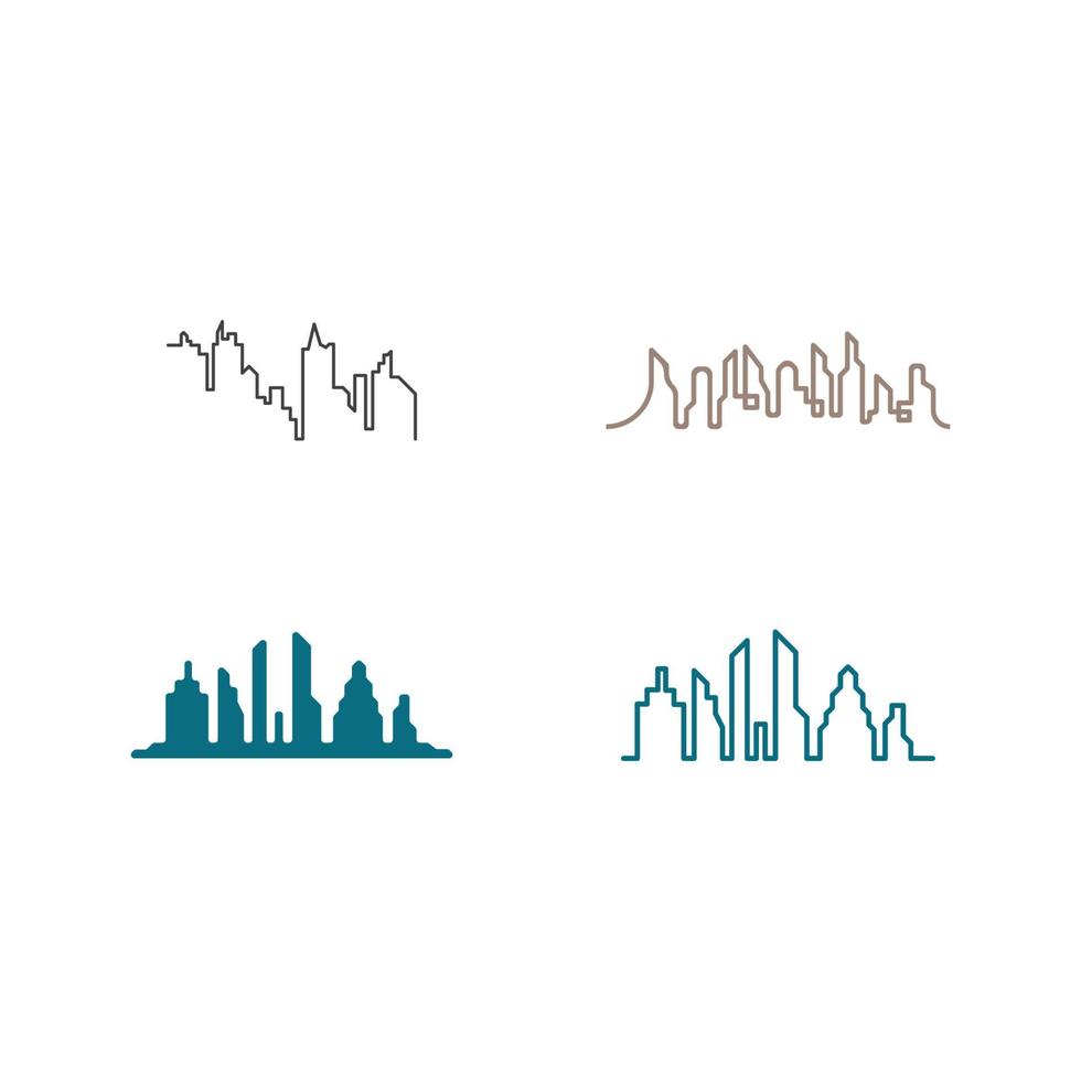 ilustración de horizonte de ciudad moderna en diseño plano vector