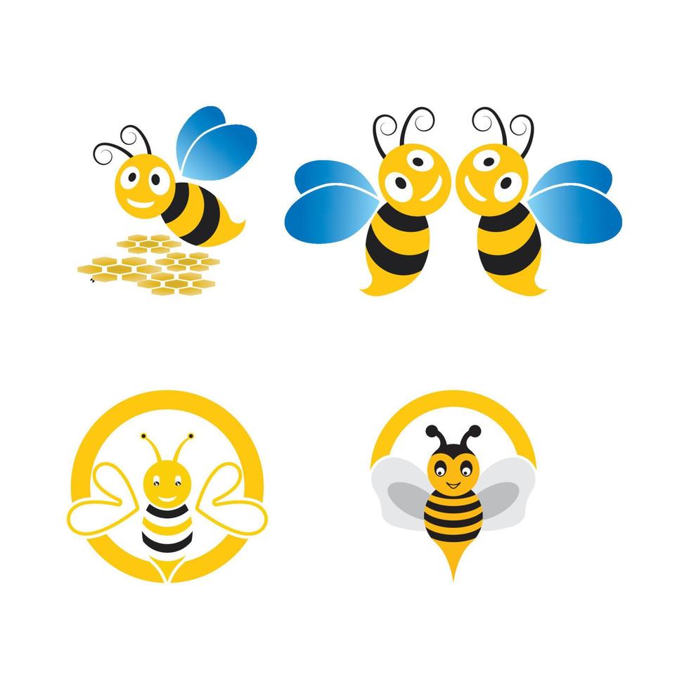 abeja logo vector icono ilustración