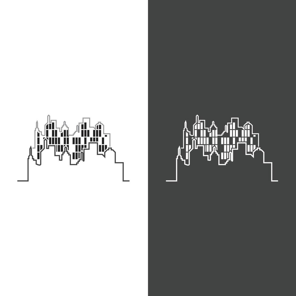 ilustración de horizonte de ciudad moderna en diseño plano vector