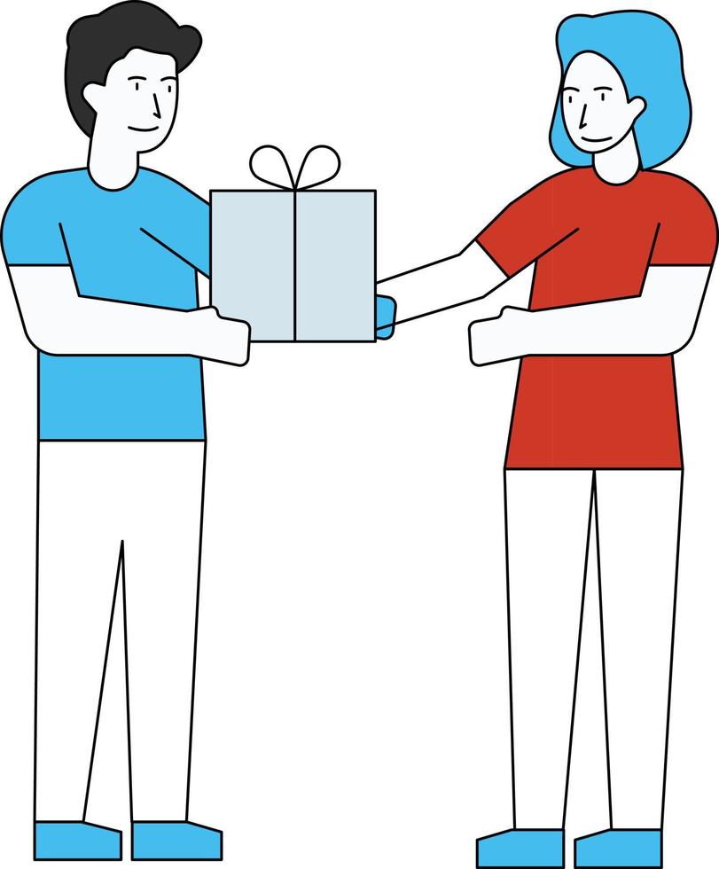 The boy is giving the girl a Diwali gift. vector