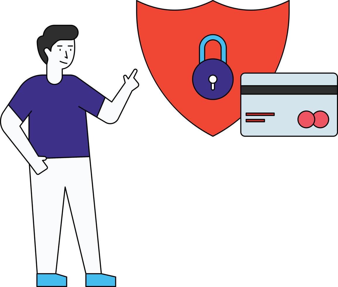 Credit card is secure and locked. vector