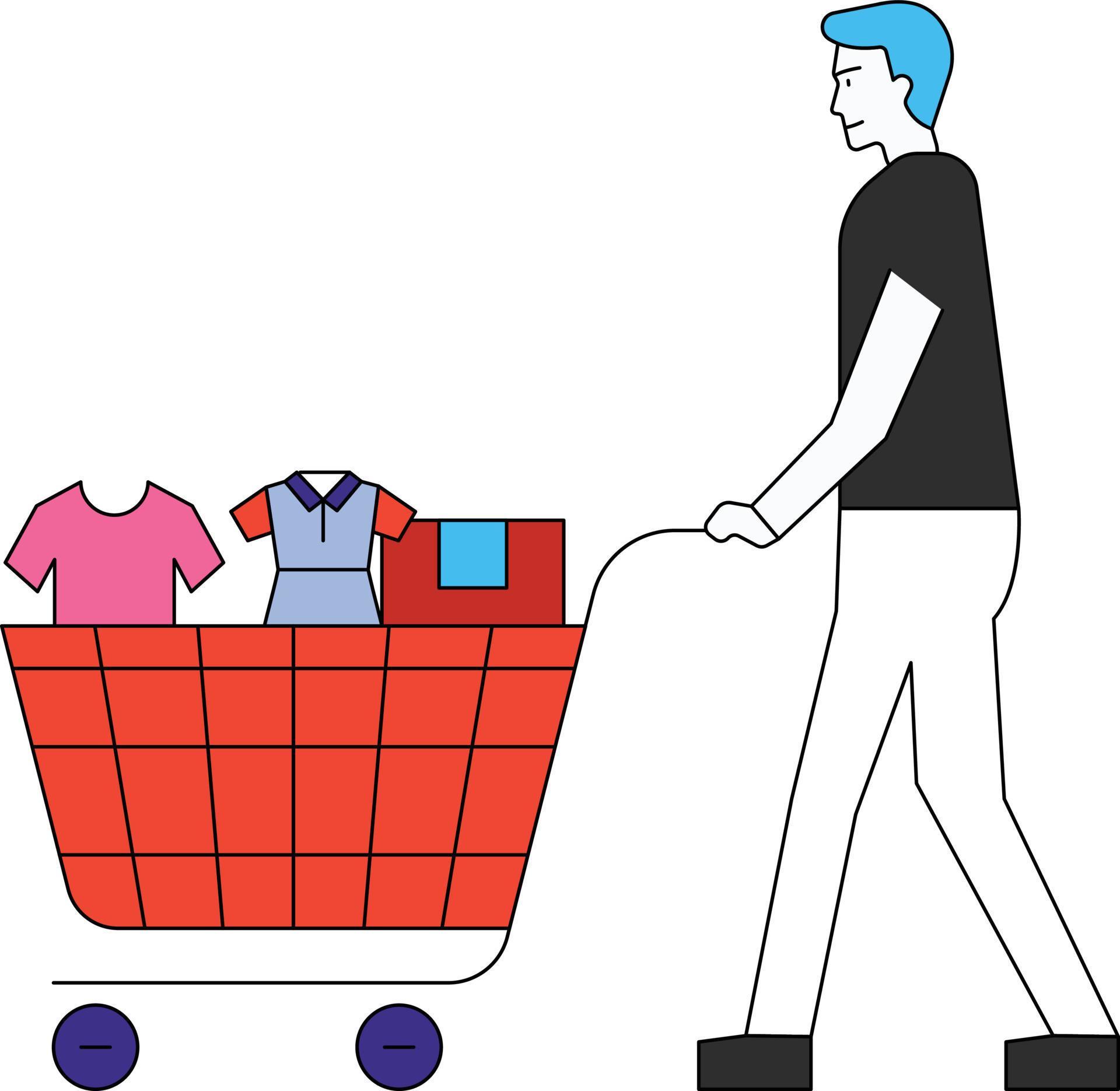 The boy is buying clothes. 7868369 Vector Art at Vecteezy