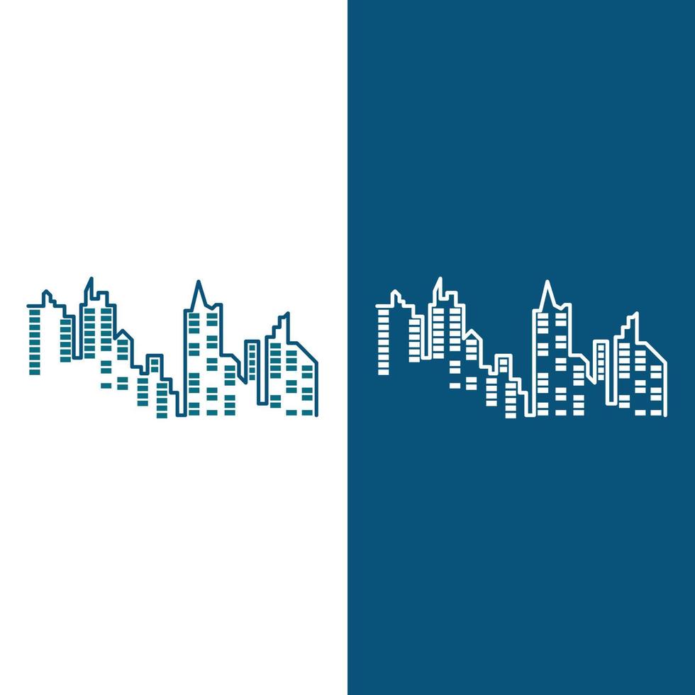 ilustración de horizonte de ciudad moderna en diseño plano vector