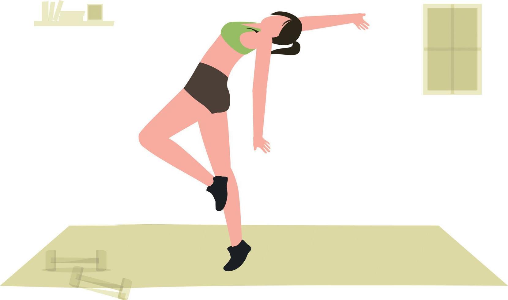 The girl is stretching her body for fitness. vector
