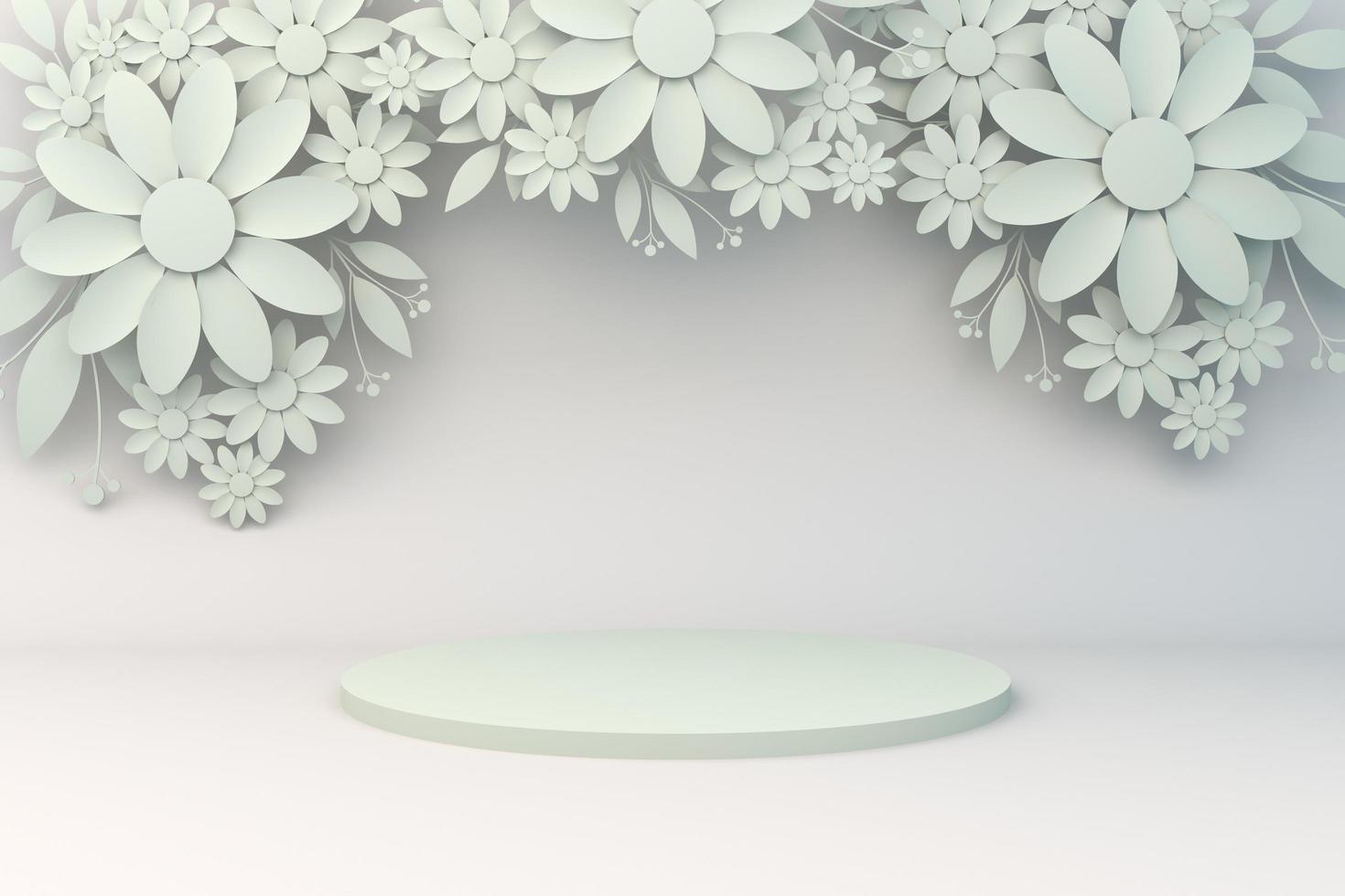 3d rendering illustration stage on flower background. photo