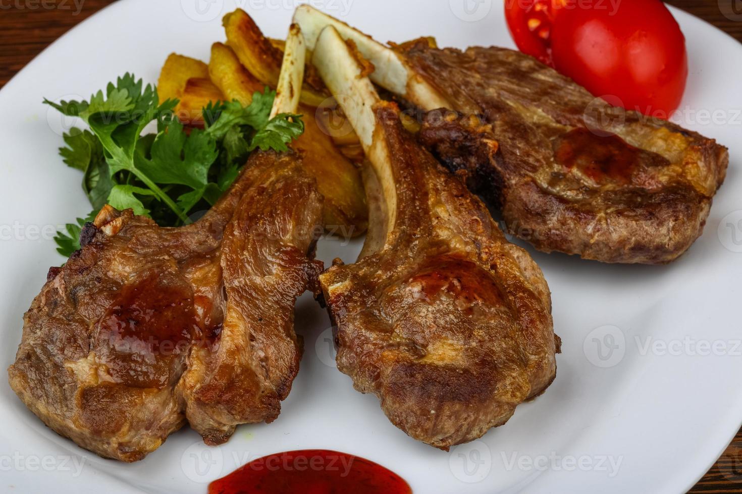 Grilled lamb chops photo